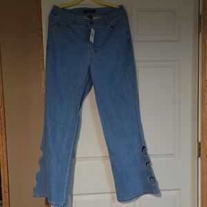 Ashley Stewart Blue Flare Wide Leg Jeans